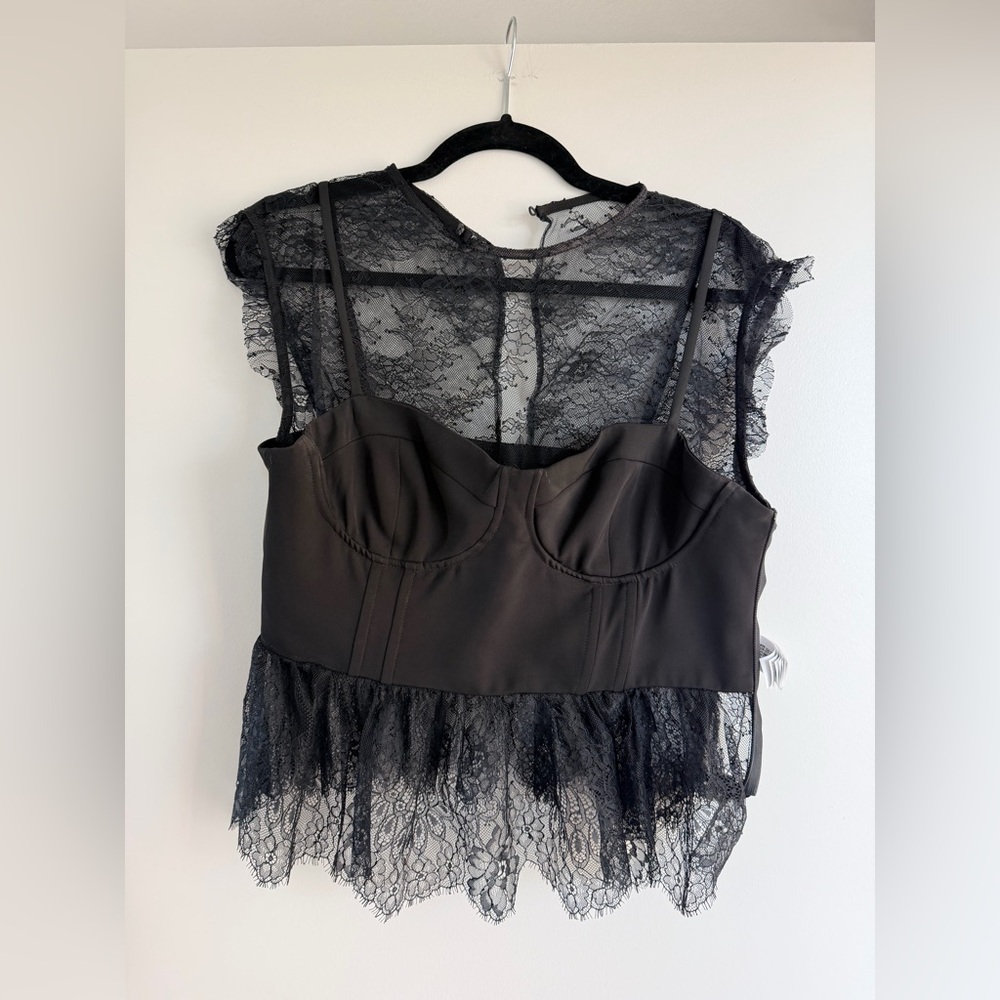 Zara Black Lace Bustier Top